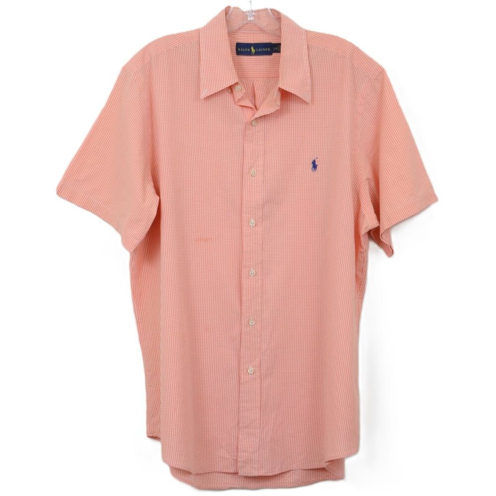 Ralph Lauren Men's LG Button Down Short Sleeve Shirt Preppy Old Money Plaid
